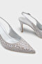Melony Medium Heeled Stoned Open Back Satin Women's Shoes - 3