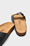 Lee Large Buckle Anatomical Cork Sole Leather Slippers - 3