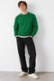 Sento Green Crew Neck 100% Cotton Embroidered Standard Fit Men's Knitwear - 2