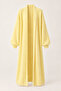 Women's Yellow Shawl Collar Textured Balloon Sleeve Long Loose Cardigan - 2