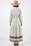 Women's Patterned Long Hijab Dress 2586 - A.Green - 3