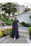 Balan Collar Skirt Ruffle Detailed Crepe Sena Ferace Anthracite Gray - 5