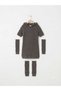 Girl's Hooded Hair Knitted Knitwear Dress Sleeves and Leggings 3-Piece Set - 5