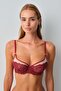 Monaco Burgundy Embroidered Tulle Detailed Transparent Bra - Underwire Balconette - 3