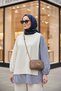 Women's Hijab Suit Line Double Suit Shirt Ecru - 5
