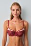 Monaco Burgundy Embroidered Tulle Detailed Transparent Bra - Underwire Balconette