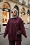 Alisa Pleated Premium Modal Fabric Hijab Double Set – Burgundy - 3