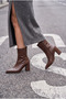 Women's Pointed Toe Thick Heel Side Zipper Heeled Boots - 5