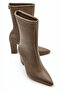 Fest Women's Brown Special Textured Wrinkled Leather Pointed Toe Thick Heeled Stylish Boots with Back Zipper - 2