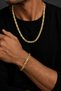 Men's Steel Set - 4.5mm Yellow Gold King Bracelet Necklace for Lover, Spouse, Father - 3