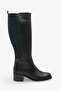 Rodica Women's Genuine Leather Heeled Boots - Black