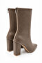 Fest Women's Brown Special Textured Wrinkled Leather Pointed Toe Thick Heeled Stylish Boots with Back Zipper - 6