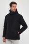 Men's Black Standard Fit Normal Cut Hooded Stand-Up Collar Coat - 3