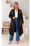 Women's Plus Size Asymmetrical Cut Glitter Detailed Stretchy Viscose Long Cardigan Black 25000 - 4