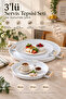 3-Piece Metal Serving Tray Set with Wooden Handles White Breakfast Tea Coffee Presentation Tray 45-37-30 cm