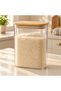 Rectangular Bamboo Lid Glass Jar 12X8X15 cm