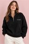 Half Zipper Atatürk Signature Printed Black Sweatshirt