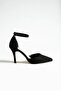 Black Suede Stiletto Pointed Toe Women's Heeled Shoes - 7