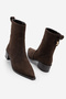 Women's Pointed Toe Cowboy Boots with Gold Detail and Heel, Kenor Brown Suede