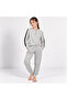 Young Girl Cotton Collar Buttoned Pocketed Gift Gray Color Bottom Top Pajama Set Al507 V2 Bb2447 - 2
