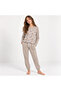 Young Girl's Cotton Collared Buttoned Pocketed Gift Light Brown Color Bottom Top Pajama Set Al501 V1 Bb24 - 2