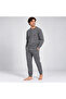 Men's Cotton Collared Buttoned Pocketed Gift Bundle and Dowry Set Dark Gray Color Pajama Set Al007 - 4