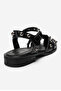 Women's ankle strap flat sandals genuine leather zy 4180 black - 3