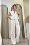 Women's White Vest and High Waist Wide Leg Cargo Pants Two Piece Set - Zipper Detail Sporty Chic Set 7926 - 5