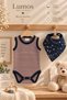 Newborn Baby Boy Snap-On Bodysuit and Muslin Scarf Food Drooling Bib Set of 2 0-3 Months