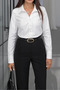 White Bodycon Basic Shirt with Pensil Collar 37105