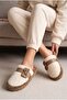 Women's Plush House Slippers with Furry Bow, Soft Sole, Warm, Open-Back Winter Slippers - 4