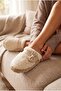 Women's Plush House Slippers with Furry Bow, Soft Sole, Warm, Open-Back Winter Slippers - 3