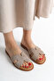 Hona Women's Genuine Leather Slippers - Beige Suede - 5