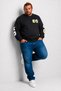 Large Size Crew Neck Sweat Double Face Pike Eo 25703 Black - 2