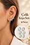 Turquaz Colored Steel Earring Set 6 Pieces