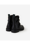 Buckle Leather Flat Boots - 3