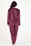 Crew Neck Soft Textured Shiny Velvet Pajama Set Women's Pajama Set 6094209 - 7