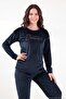 Crew Neck Soft Textured Shiny Velvet Pajama Set Women's Pajama Set 6094209 - 3