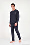 Ultra Soft Minimal Embroidery Long Sleeve Pajama Set Men's Pajama Set 6575009 - 6