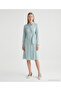 Plain Shirt Collar Long Sleeve Dress - 4