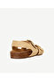 Double Band Buckled Straw Sandals - 4