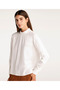 Shirring Detailed Stand Collar Blouse - 2