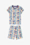 Boy's Orange Sharkines Short Sleeve 2-Piece Pajama Set - 5