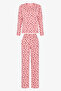 Pink Berry Polka Dot Patterned Long Sleeve Pajama Set - 6
