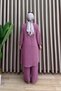 Efi̇l Pants Suit Rose Ayrobin Fabric Women's Sewn Pleated Detailed Full Length Openable Buttoned Islamic Clothing Set - 4