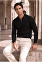 Bellagio Half Zipper Slim Men's Knitwear Sweater - Black - 4