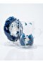 Blue Flower Design Glass Cup Set with Serving Tray - Elegant Dining Collection - 2