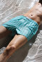 Men's Mint Thick Striped Short Swim Trunks - 2