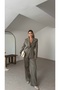 Buttoned Sleeve, Front Veer Detail, Lined Jacket and Trousers Set - 7