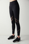 Black High-Waist Sheer Tulle Panel Ankle-Length